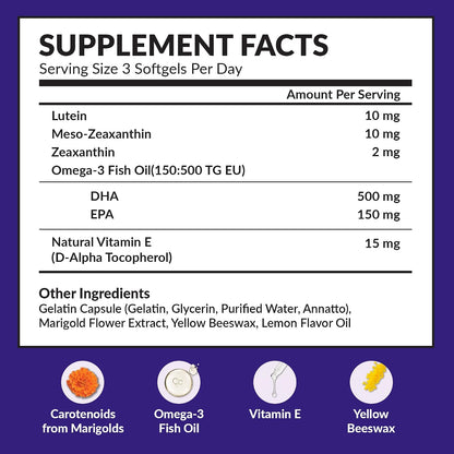 Memory Health Softgels with Omega-3, Carotenoids, and Vitamin E – Designed to Support Cognitive Function and Mental Clarity - (270 Softgels, 90 Days Supply)