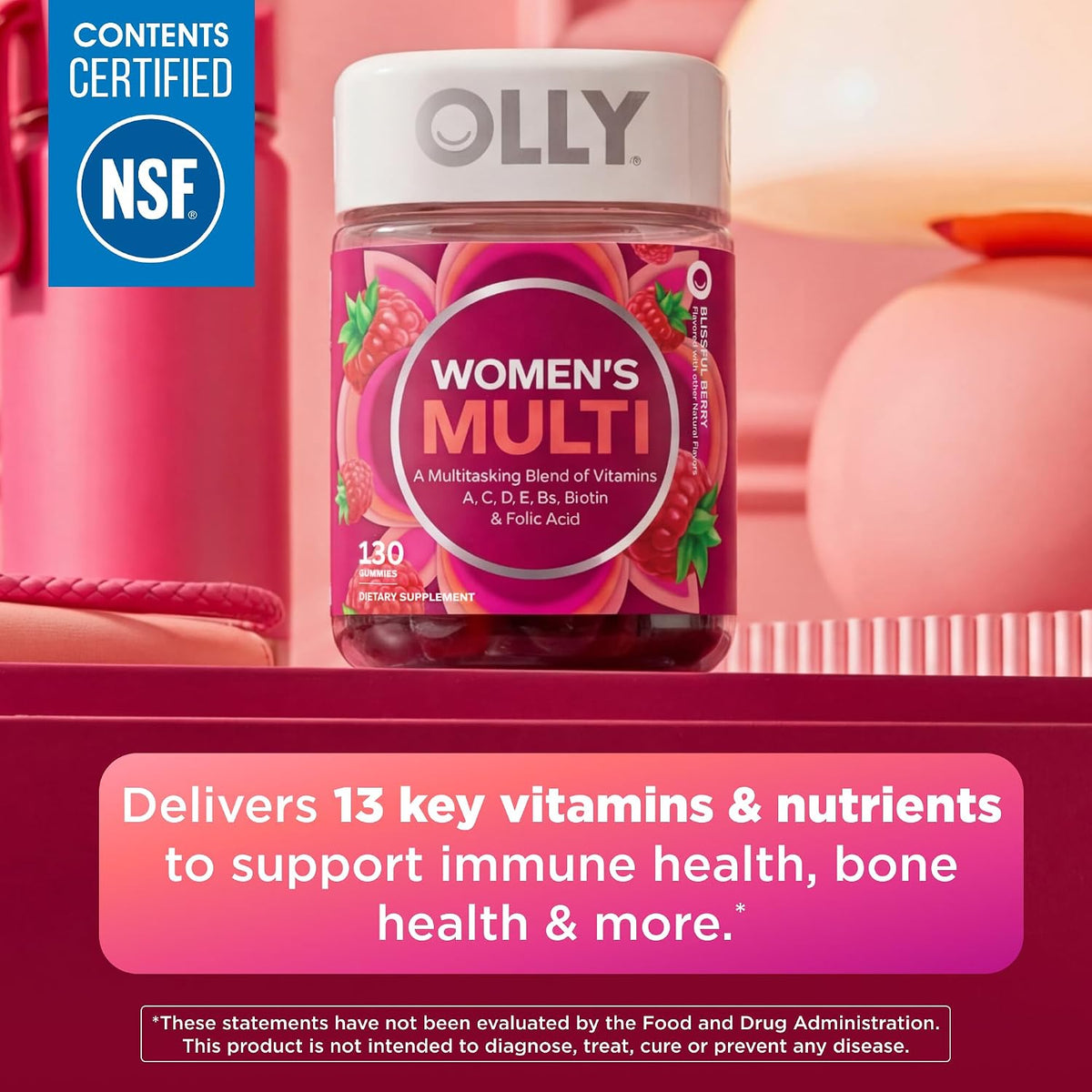 OLLY Women's Multivitamin Gummy - Berry Flavour, 130 Gummies - görsel 3