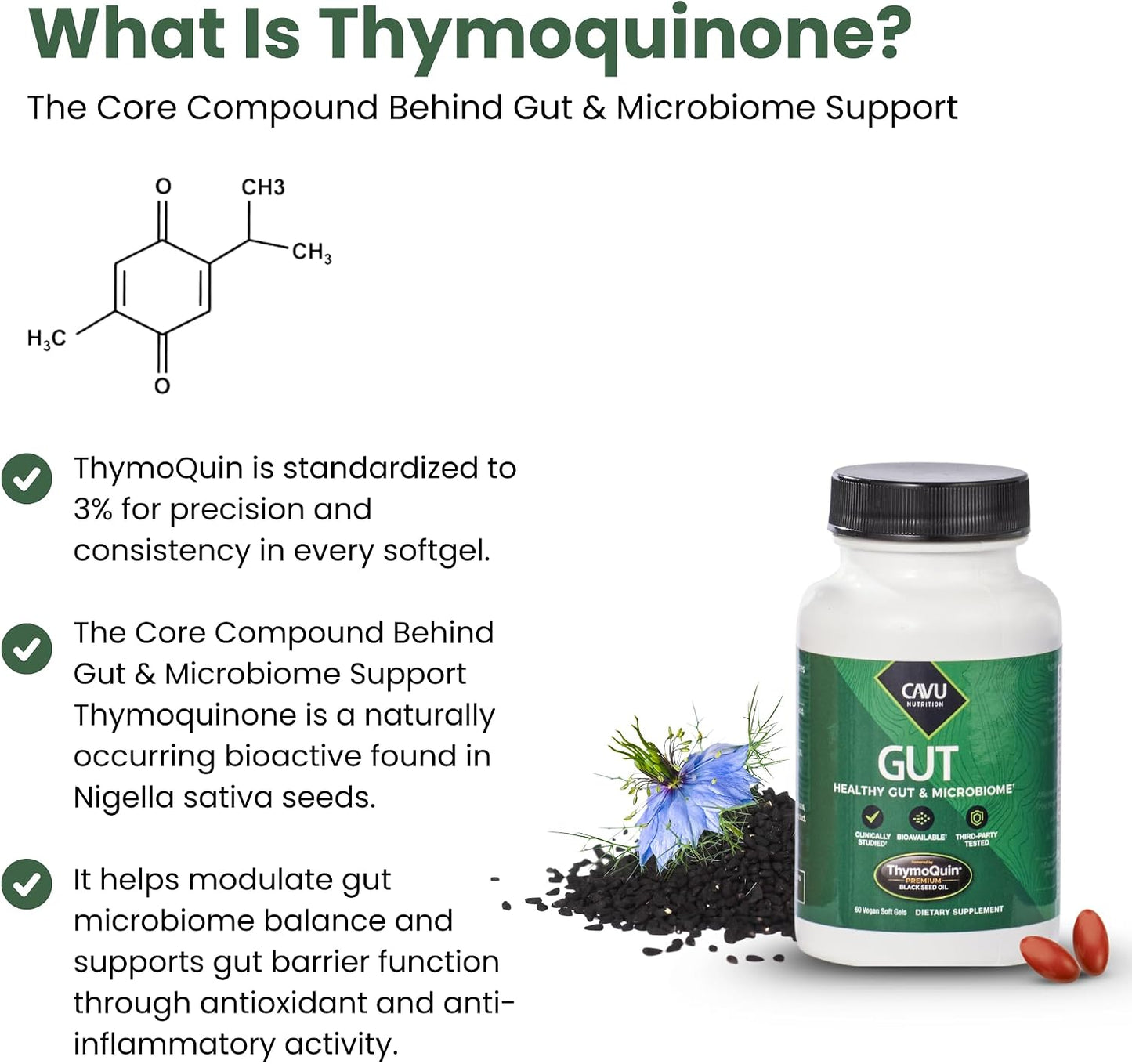 Gut Health Supplements for Healthy Digestion & Gut Repair | Advanced Formula with Bioavailable Black Seed Oil with 3% Thymoquinone | Gut Health Supplements for Women & Men | 60 Soft gel capsules - görsel 7