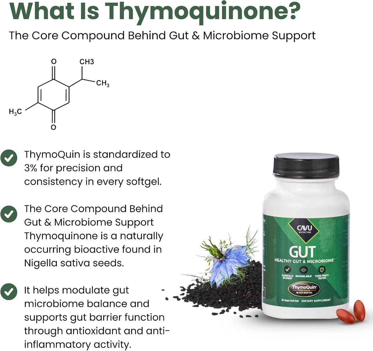 Gut Health Supplements for Healthy Digestion & Gut Repair | Advanced Formula with Bioavailable Black Seed Oil with 3% Thymoquinone | Gut Health Supplements for Women & Men | 60 Soft gel capsules - görsel 7