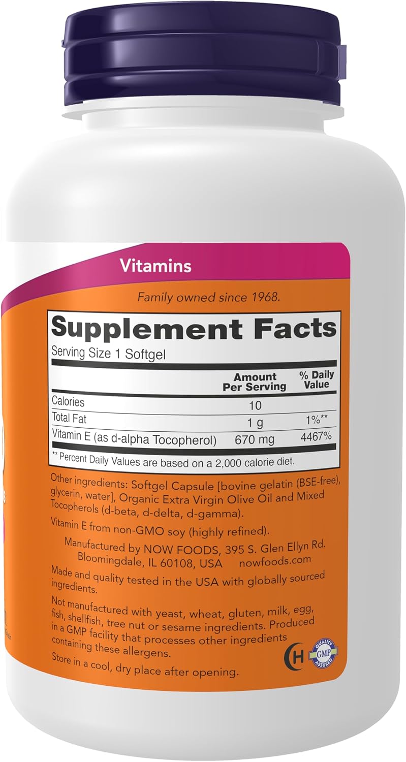 NOW Foods Vitamin E-1,000 IU Mixed Tocopherols, 100 Softgels - görsel 2