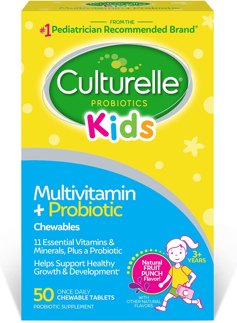 Culturelle Kids Complete Chewable Multivitamin + Probiotic, Ages 3+, 50 Chewable Tablets - görsel 1