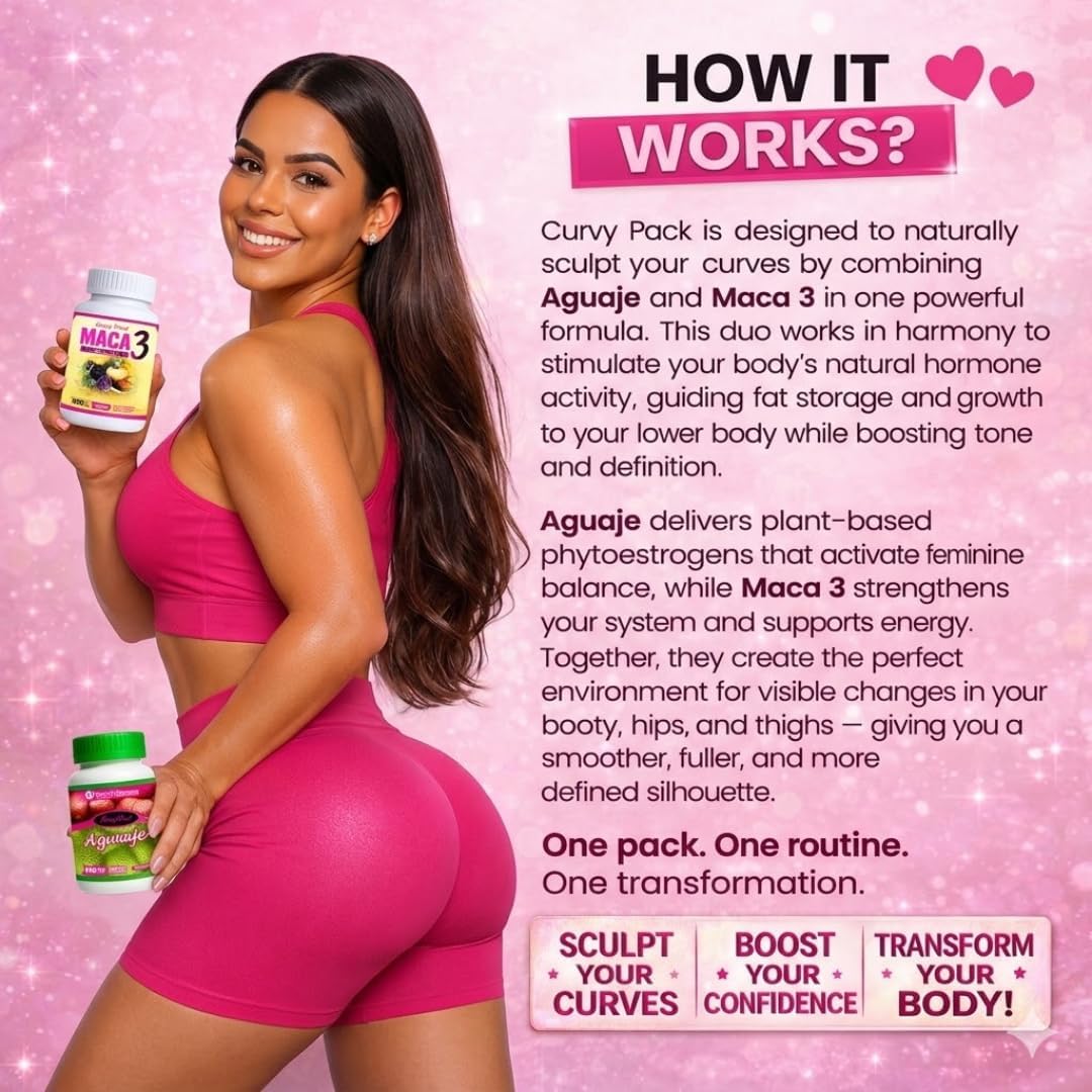 Curvy Pack – Aguaje + Maca 3 Capsules for Curves and Energy – 1 Month Supply - görsel 4