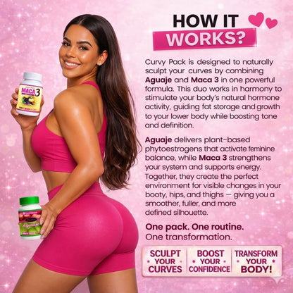 Curvy Pack – Aguaje + Maca 3 Capsules for Curves and Energy – 1 Month Supply