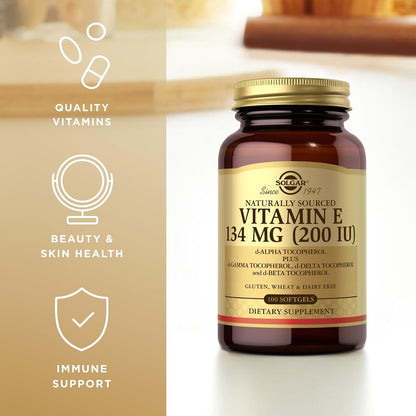 Solgar Vitamin E 200 IU – 100 Softgels – Natural Antioxidant & Immune Support
