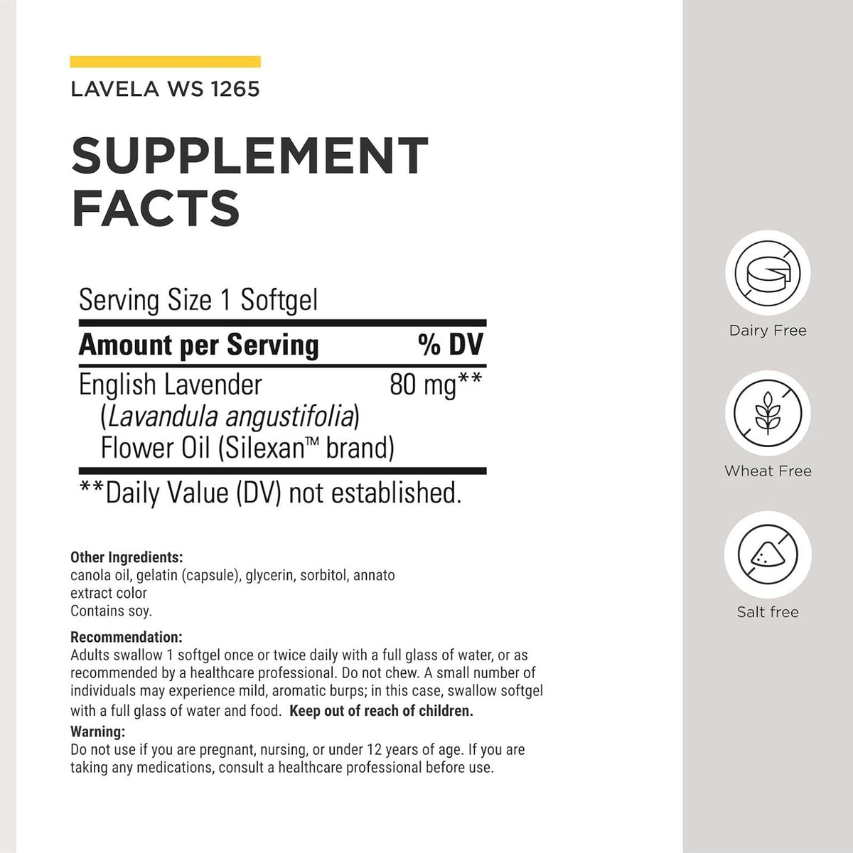 Integrative Therapeutics Lavela WS 1265 - Silexan Food Supplement for Sleep & Stress Support* - Lavender Essential Oil - 60 Softgels - görsel 3