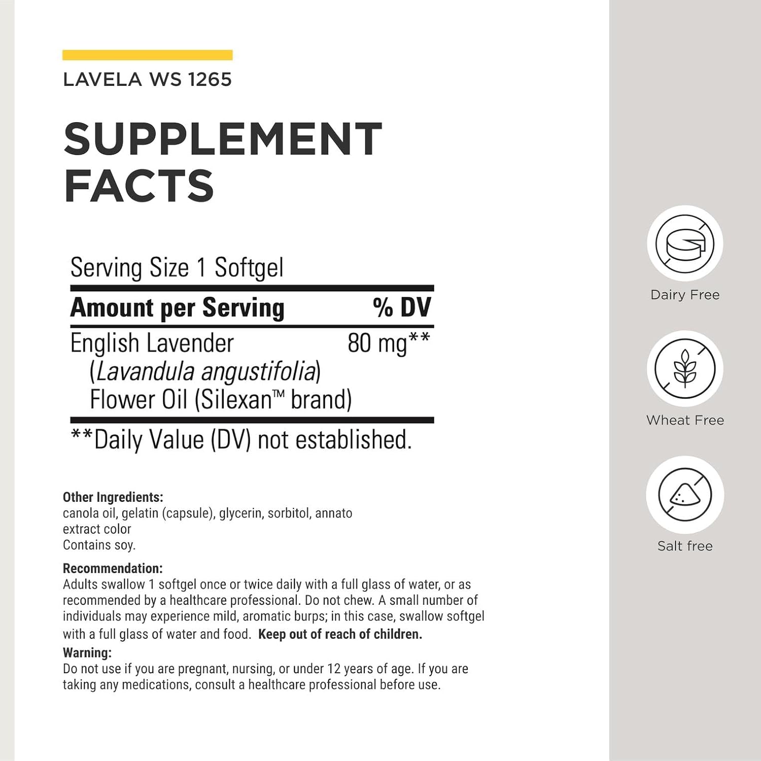 Integrative Therapeutics Lavela WS 1265 - Silexan Food Supplement for Sleep & Stress Support* - Lavender Essential Oil - 60 Softgels - görsel 3