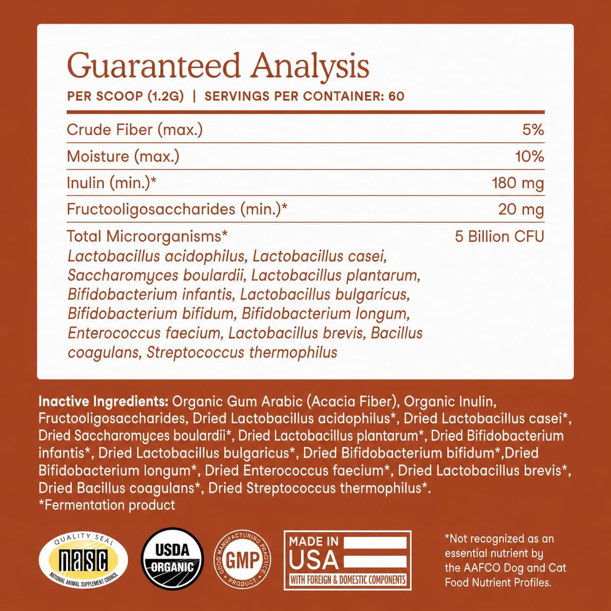 Fera Pets Organic Probiotics for Dogs and Cats with Prebiotics – 60 Scoops - görsel 7