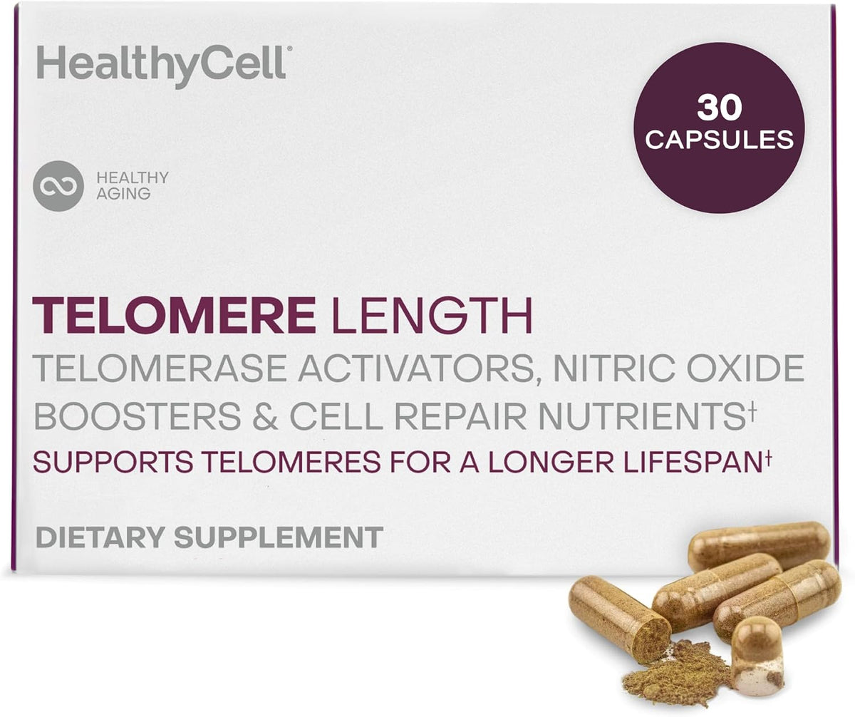 Healthycell Telomere Length Supplement - Anti-Ageing Cellular Support with AC-11, Astragalus & Resveratrol - 30 Capsules - görsel 1