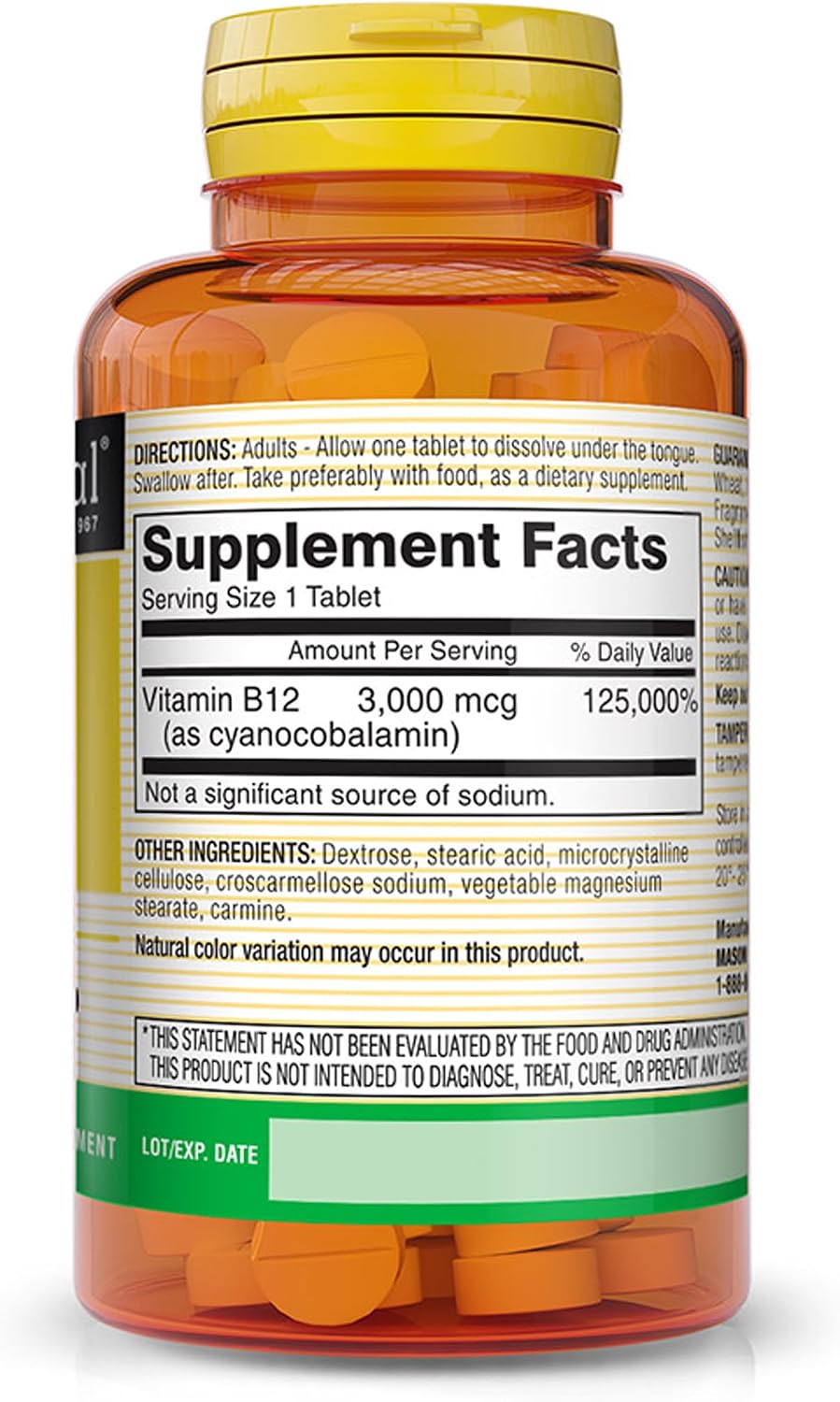 MASON NATURAL Vitamin B12 3,000 mcg Quick Dissolve Tablets, Raspberry Flavour - görsel 2