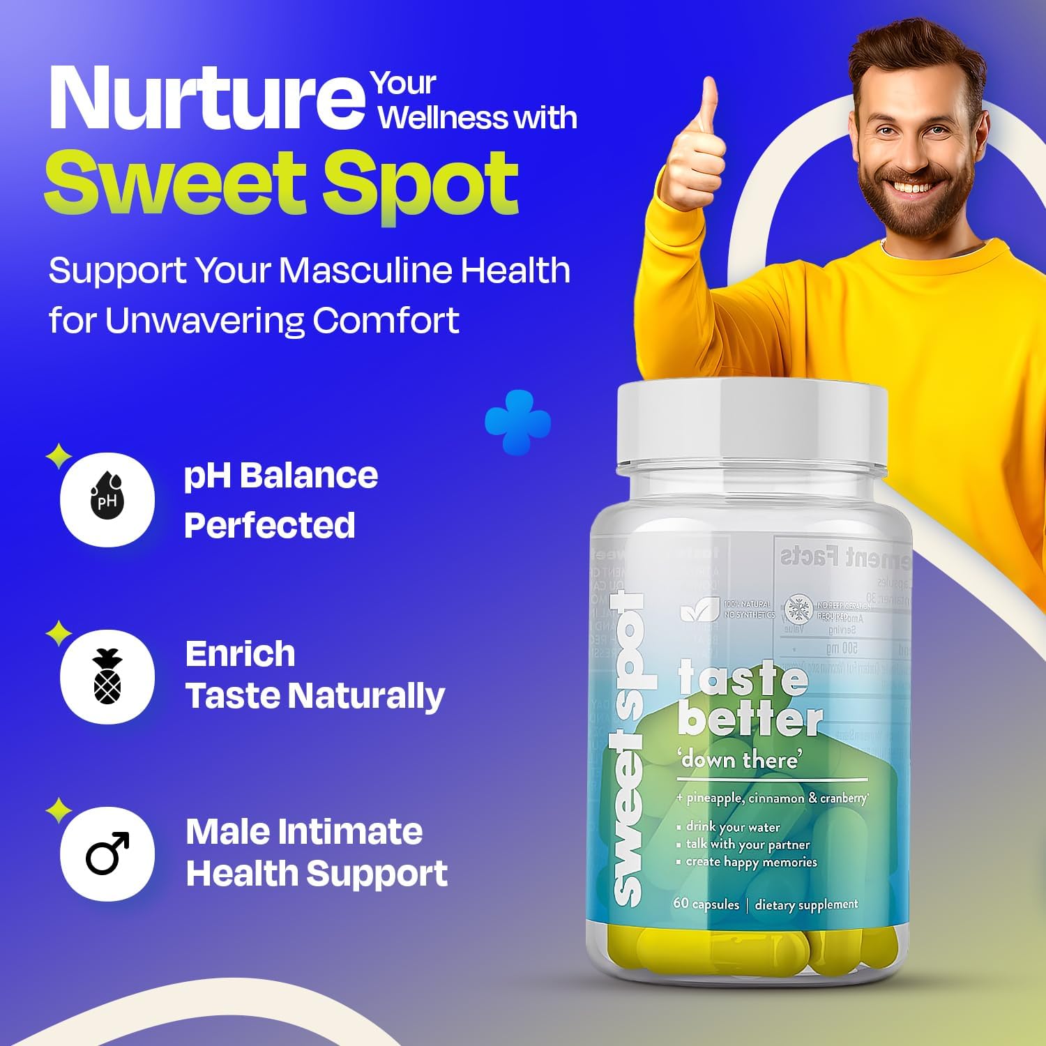 Pineapple Probiotics for Men – 625mg Sweet Spot Formula, 60 Capsules - görsel 2