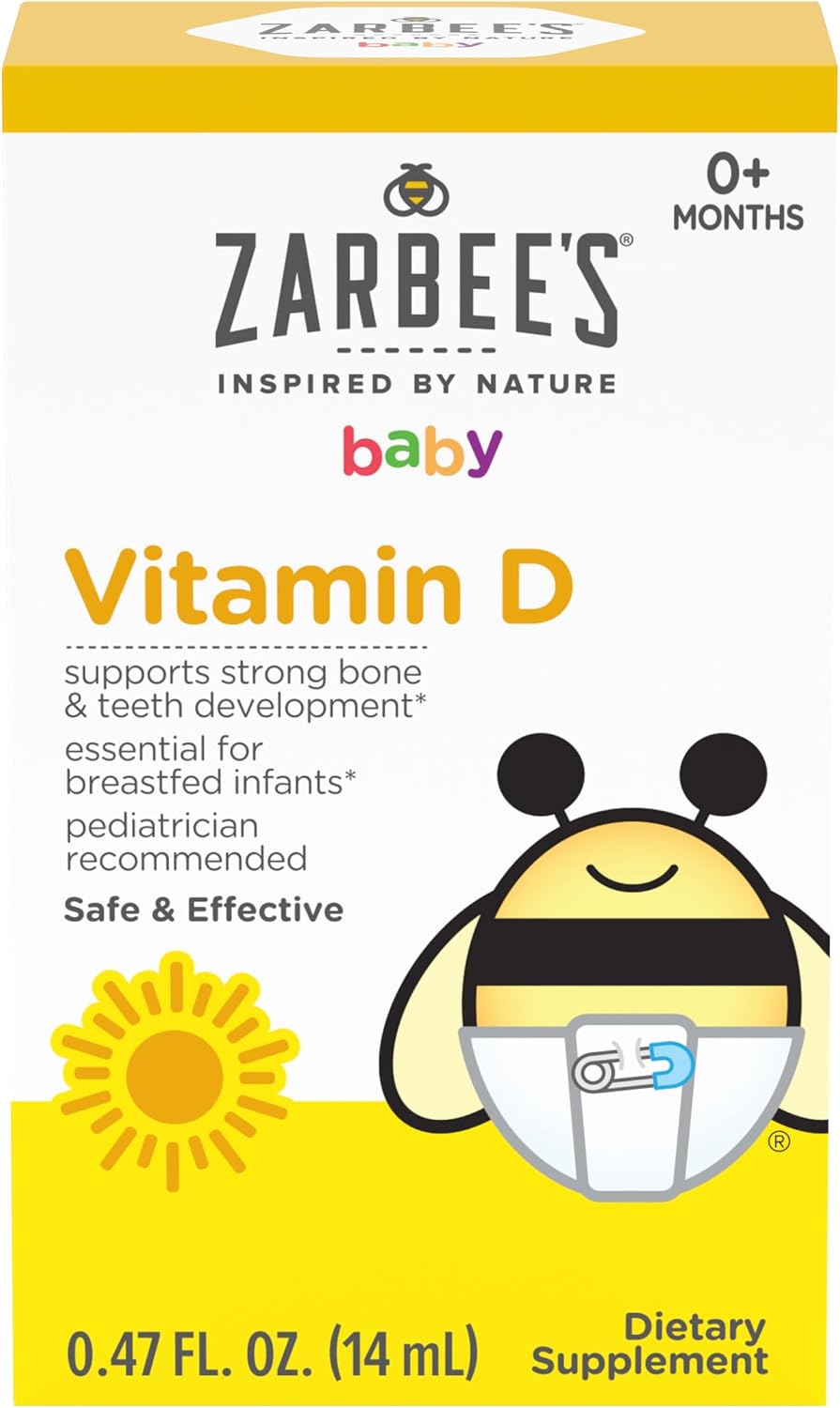 Zarbee's Vitamin D Drops for Infants, 400 IU (10 mcg) Baby & Toddler Liquid Supplement, New-born & Up, Dropper Syringe Included, 0.47 fl oz - görsel 8