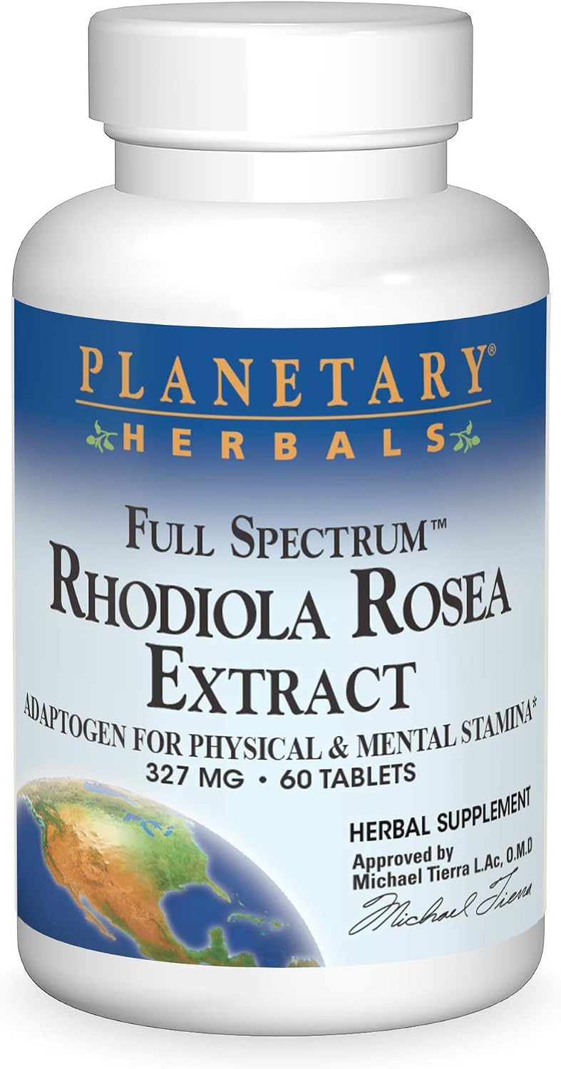Planetary Herbals Full Spectrum Rhodiola Rosea Extract Tablets, 60 Count - görsel 1
