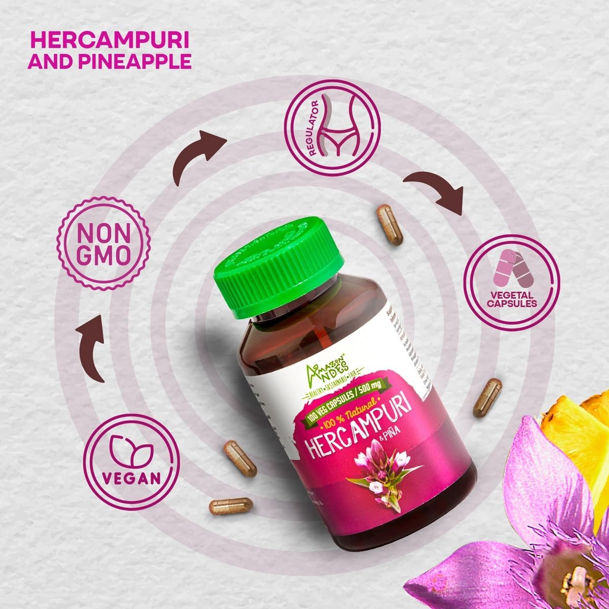 Hercampuri Capsules - 1500mg - Vegan, Non-GMO & Allergen Free - görsel 3