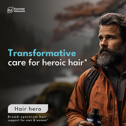 Essential Elements Hair Hero Hair Vitamins for Men – Broad-Spectrum Support with 5000 mcg Biotin – 60 Tablets (Pack of 2)