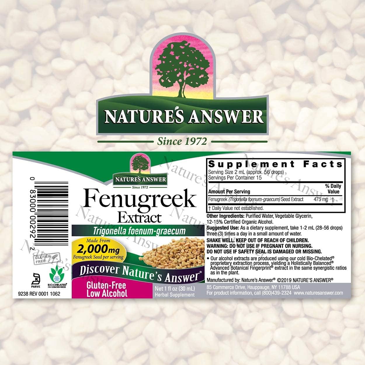 Nature's Answer Fenugreek Seed Extract – 2000 mg, 30 ml (2 Pack) - görsel 2