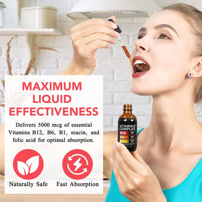 Frovetani Organic Vitamin B Complex - Liquid B Complex with Methylcobalamin B12 for Sustained Energy