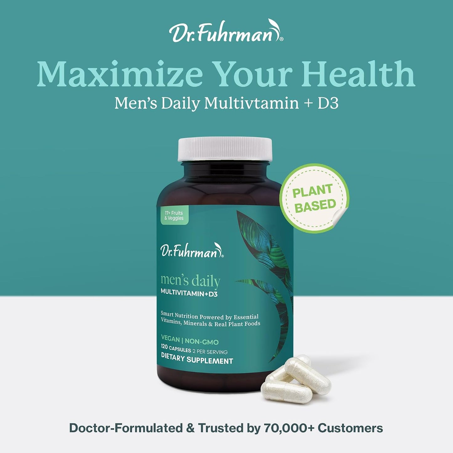 Dr. Fuhrman Men's Daily Multivitamin with D3 & B12 - 2 Month Supply - görsel 6