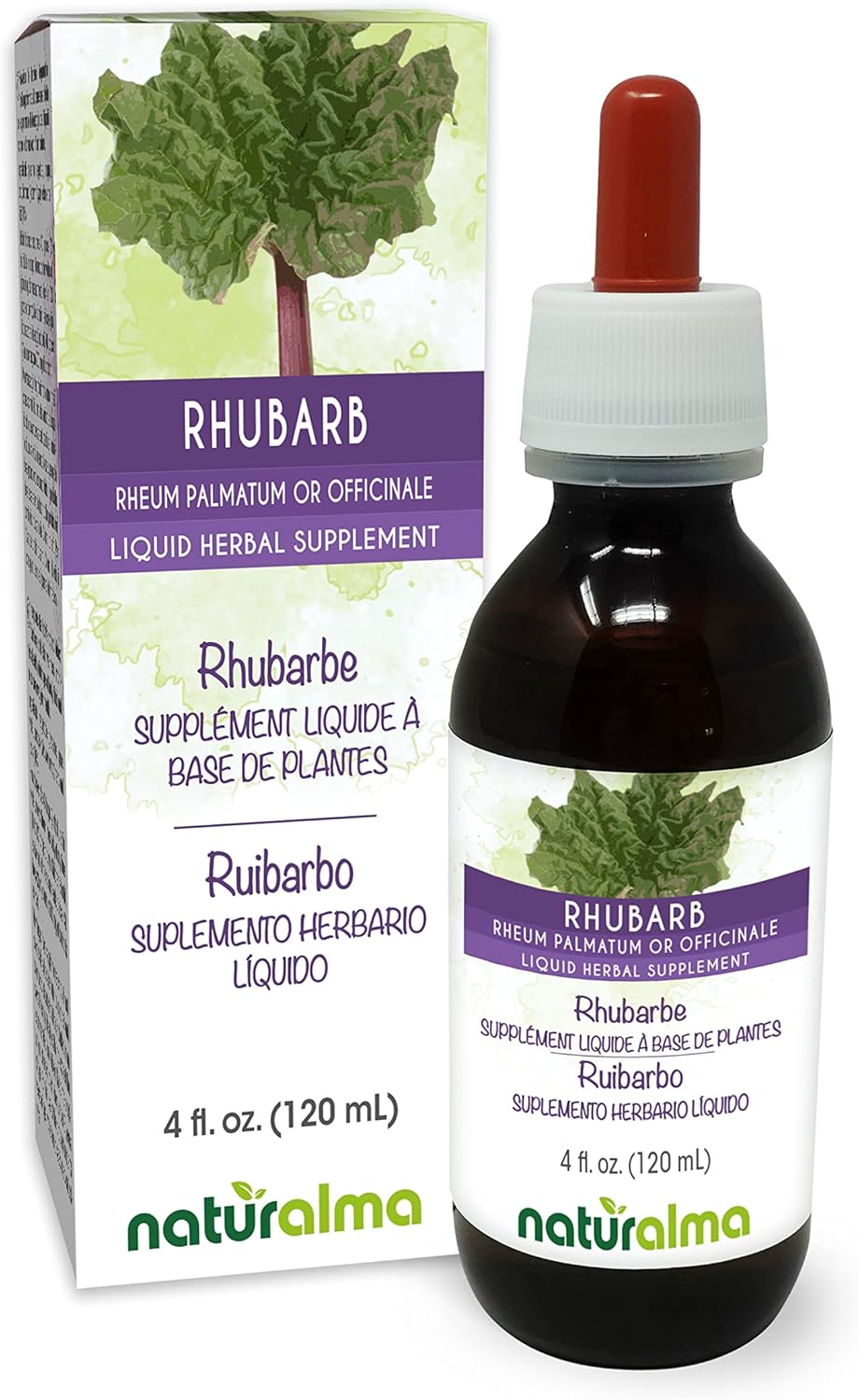 Naturalma Rhubarb Root and Rhizome Alcohol-Free Tincture - 118 ml Liquid Extract - Herbal Supplement - Vegan - görsel 1