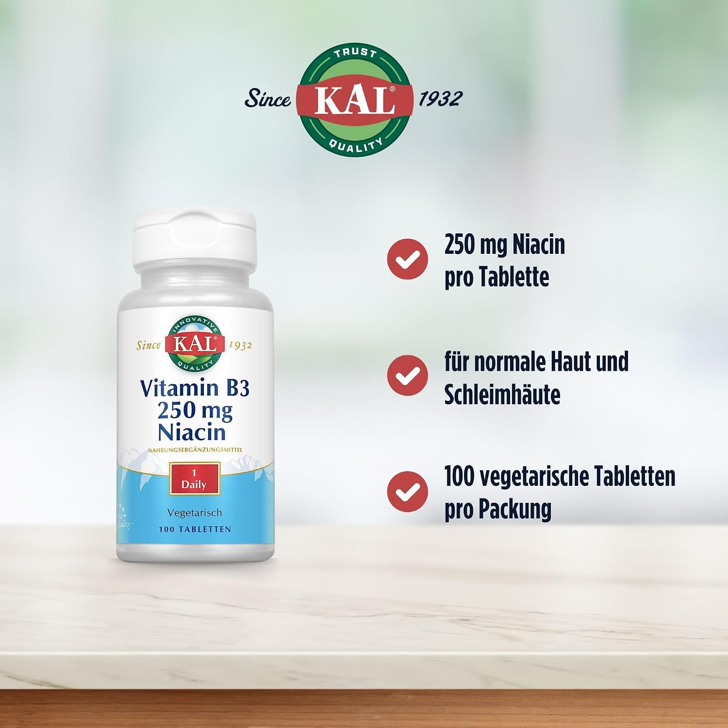 Kal 250 mg Niacin Tablets, 100 Tablets - görsel 3