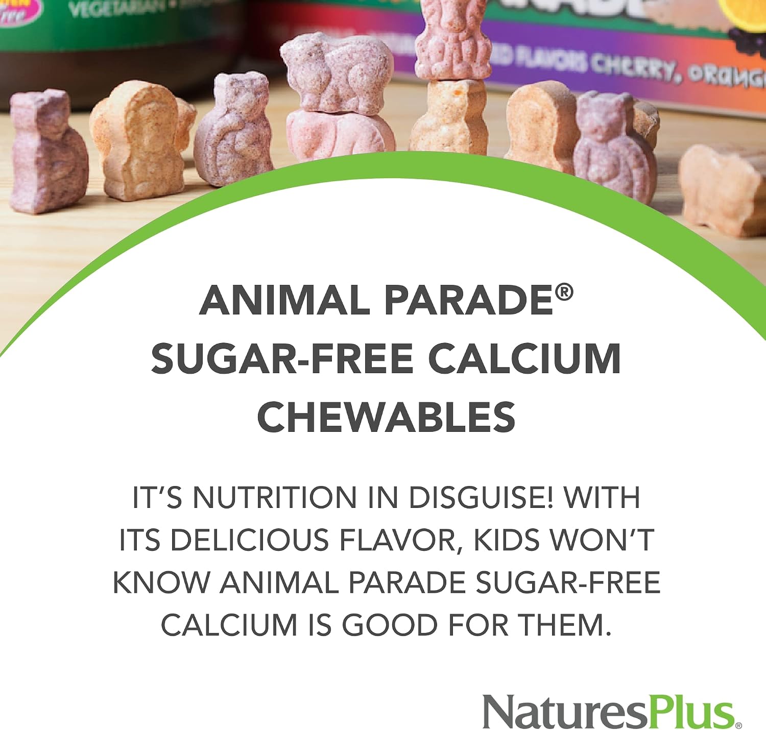 NaturesPlus Animal Parade Sugar-Free Children's Calcium, Vanilla Sundae Flavour - 90 Chewable Animal Shaped Tablets - Magnesium for Bone Health - Gluten-free - 45 Servings - görsel 3