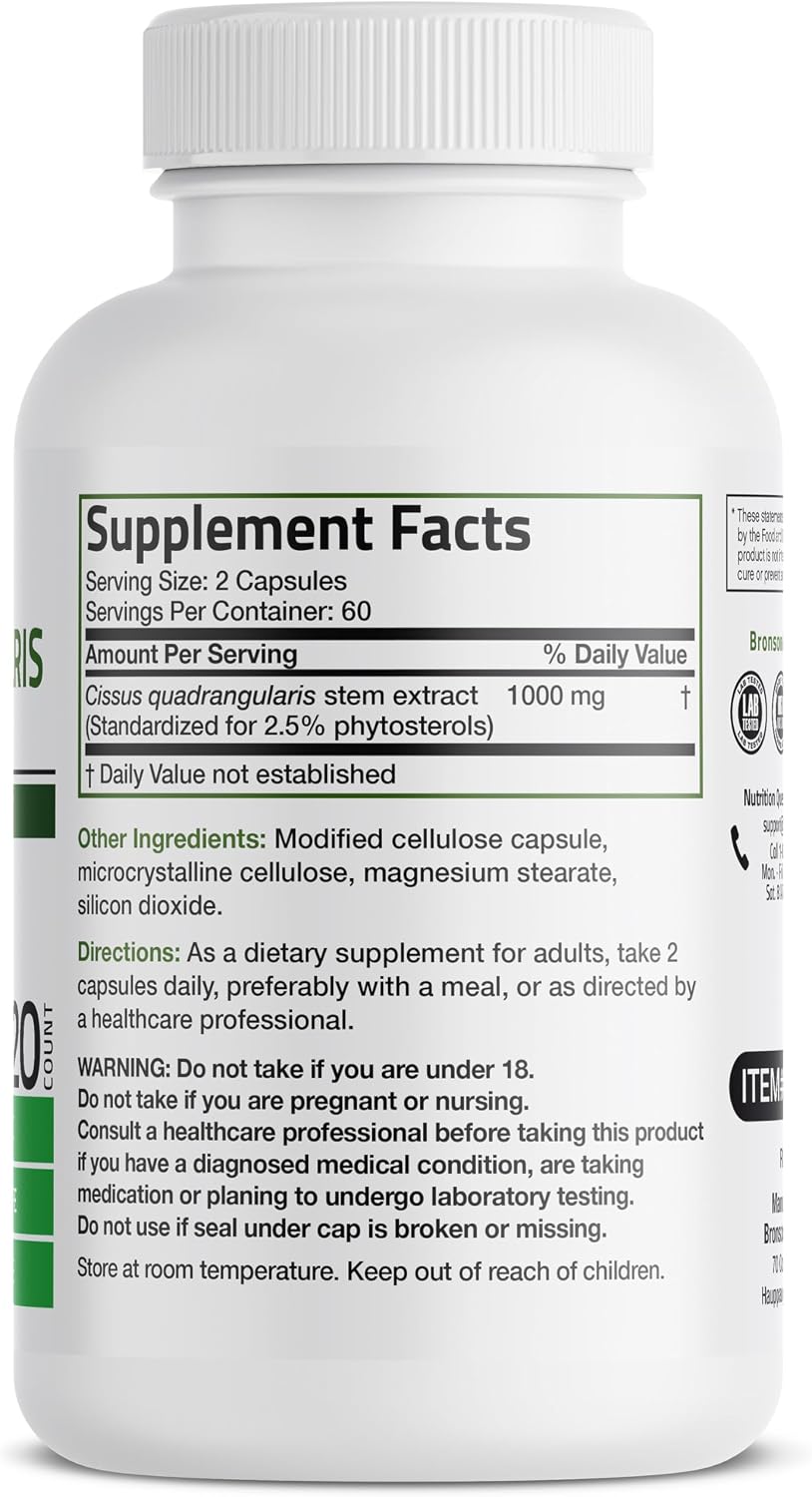 Bronson Cissus Quadrangularis Extract 1000 mg - Non-GM, 120 Vegetarian Capsules - görsel 2