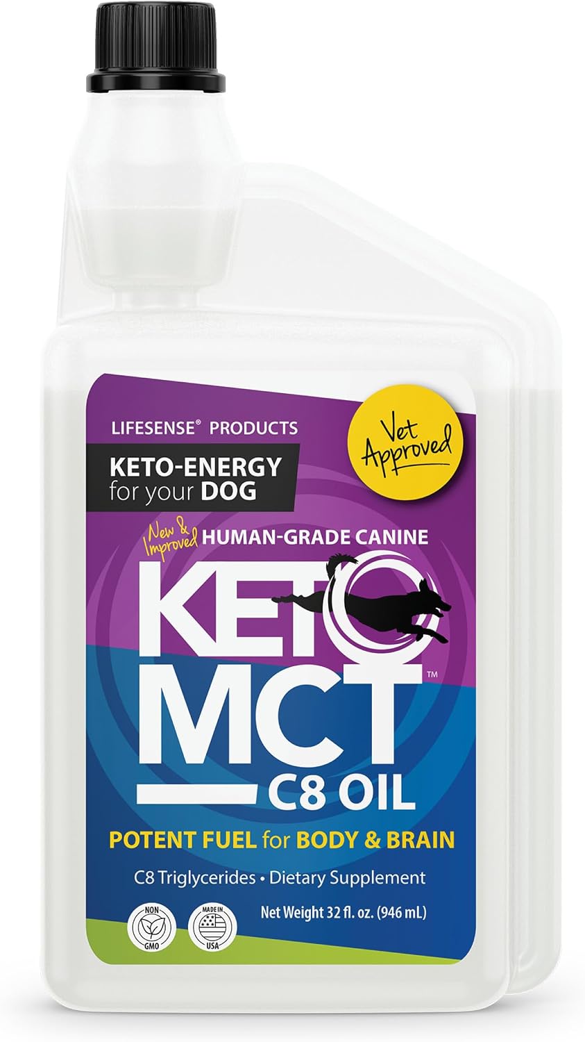 LifeSense C8 MCT Oil for Dogs | Sourced from Coconut Oil | Optimal Fuel for Your Dog’s Brain and Body | Human-Grade | Non-GMO | Keto-Friendly | Made in the USA by PhD Nutrition, 946 ml - görsel 1