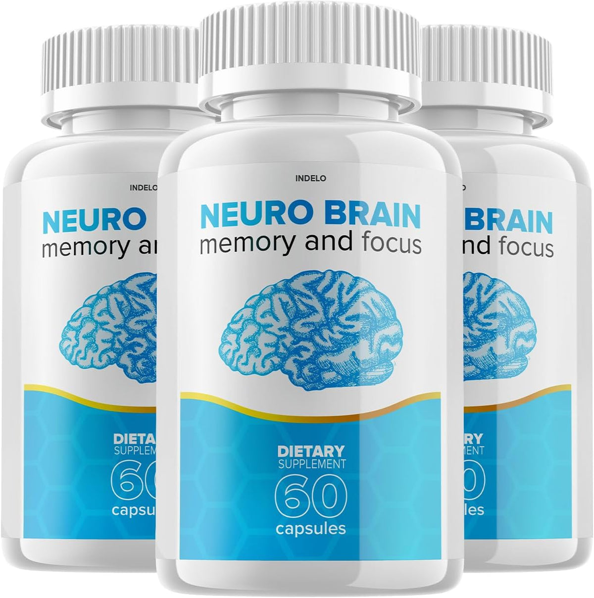 Indelo Neuro Brain and Focus Supplement - 3 Pack (180 Capsules) - görsel 1