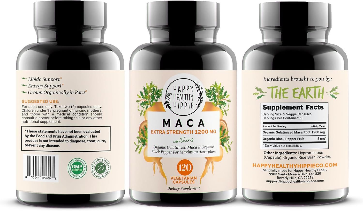 Organic Maca Root Capsules 1200 mg – Women's Vitality & Hormonal Support (120 Capsules) - görsel 9