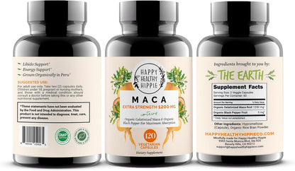 Organic Maca Root Capsules 1200 mg – Women's Vitality & Hormonal Support (120 Capsules)