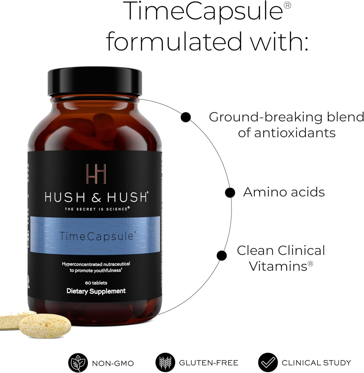Hush & Hush Beauty Multivitamin for Women – Marine Collagen, Hyaluronic Acid, Vitamin C & B12 for Skin Radiance & Vitality – 60 Tablets - görsel 6