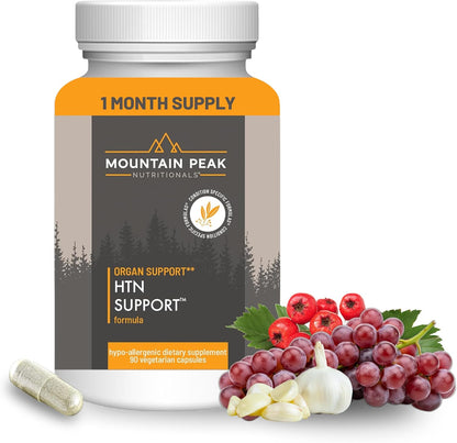 Mountain Peak Nutritionals HTN Support Supplement for Heart & Circulation Health - Advanced Formula with Rauwolfia, Hawthorn Berry, and Magnesium (90 Vegetarian Capsules)
