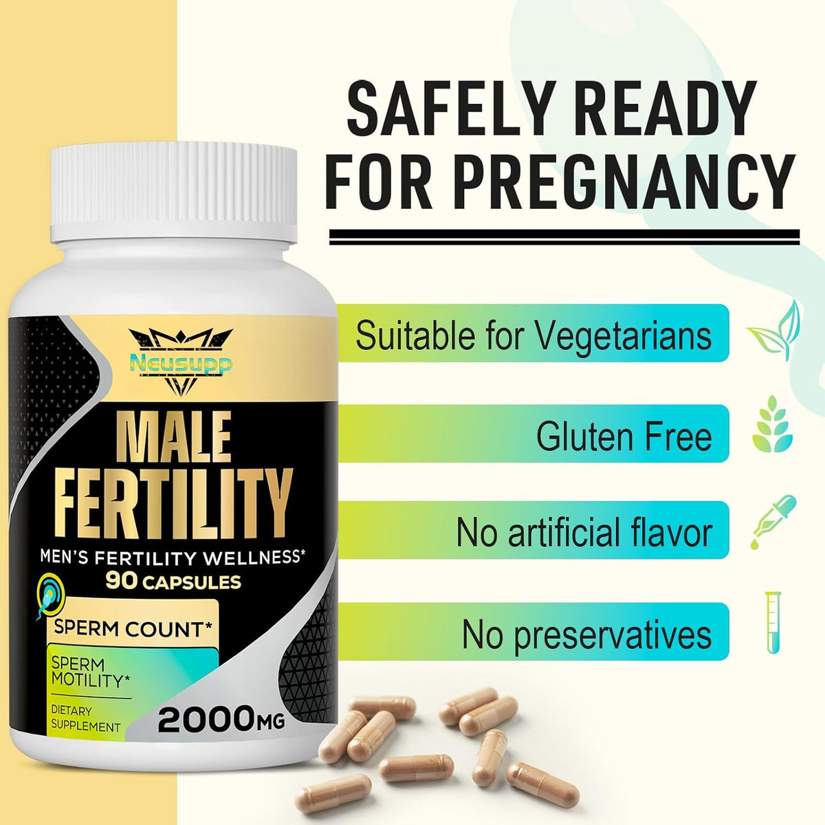 Male Fertility Supplement - Optimal Sperm Count, Motility & Vitality - 90 Capsules - görsel 8