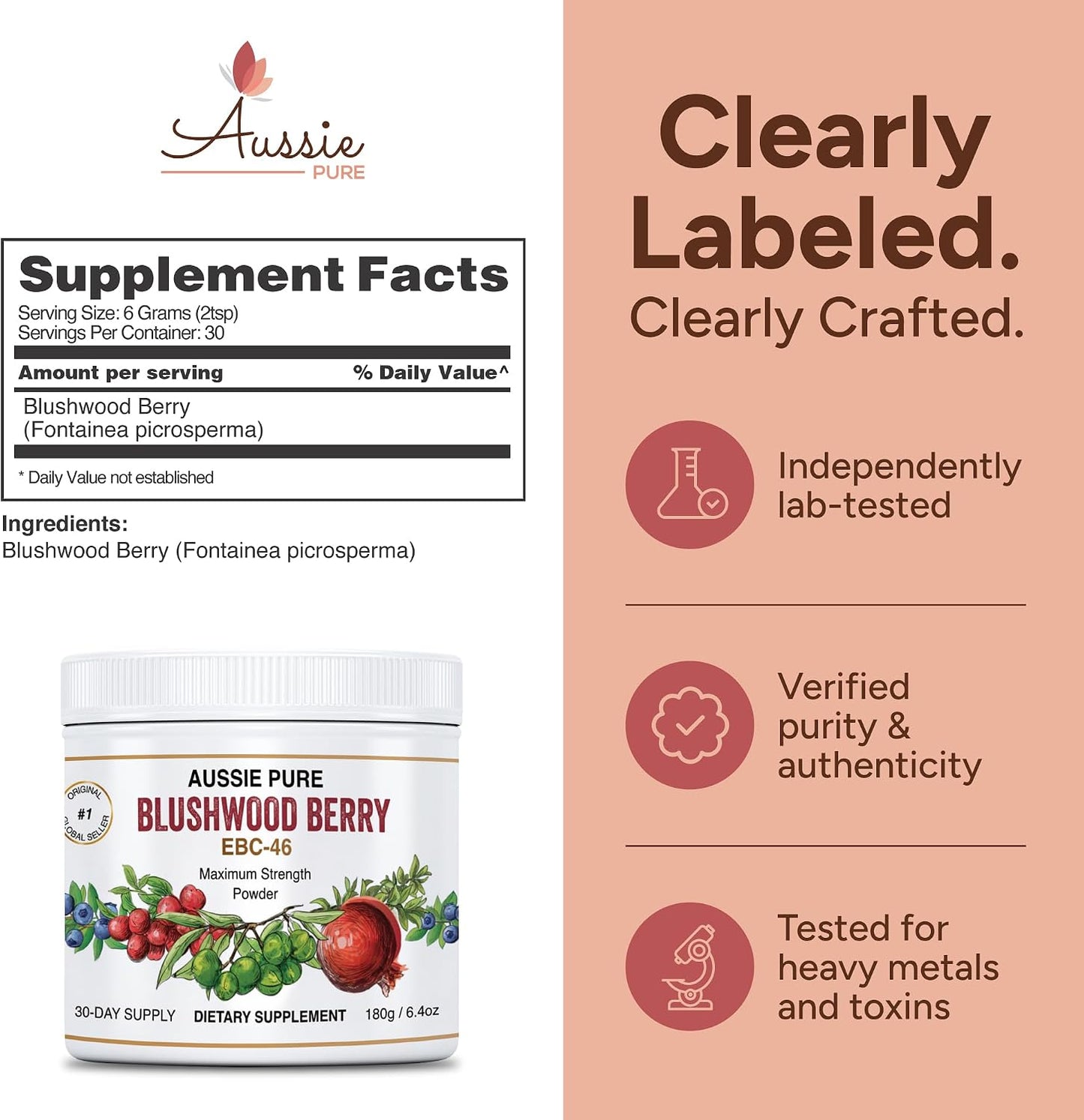 Aussie Pure Blushwood Berry Powder EBC-46 – Maximum Strength Immune and Cellular Support (180g) - görsel 6