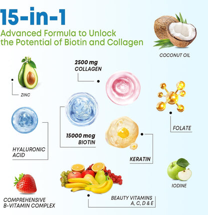 Vazatisi Biotin Gummies with Collagen & Keratin – Blueberry Flavour (60 Gummies)