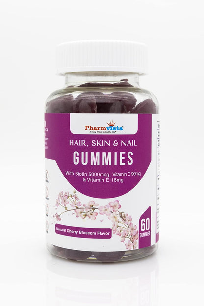 Pharmvista Hair Skin & Nail Vitamin Gummies with Biotin, Vitamin C and E
