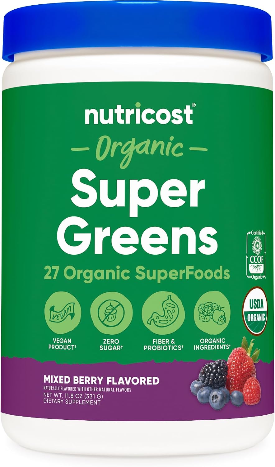 Nutricost Organic Super Greens Powder (30 Servings) Orange Sunrise Flavour - Superfood Supplement Drink Mix - görsel 6