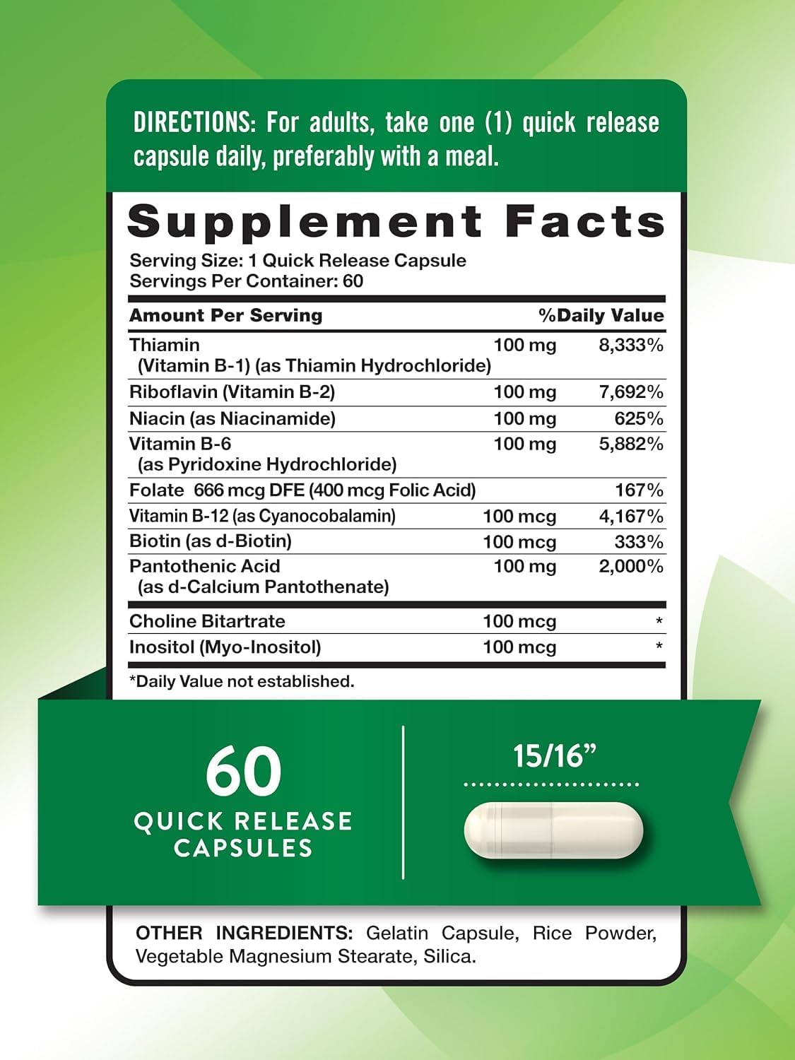Nature's Truth High-Strength Balanced B-100 B-Complex, 60 Tablets (Pack of 3) - görsel 2