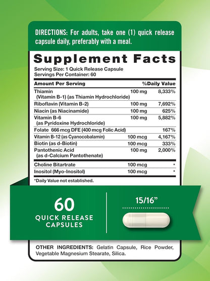 Nature's Truth High-Strength Balanced B-100 B-Complex, 60 Tablets (Pack of 3)