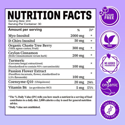 Myo-Inositol & D-Chiro Inositol Supplement for Women - 40:1 Ratio - Supports Hormone Balance & Ovarian Health - with Organic Chaste Tree Berry, Ceylon Cinnamon for Cycle Regulation, Mood & Nerve Function