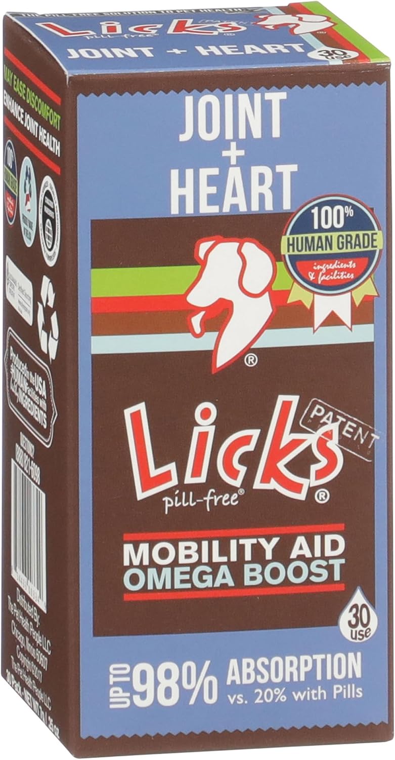 Licks Joint & Heart Support - Mobility, Joint Comfort & Heart Health Support for Dogs - MSM, Omega-3 & Vitamin E - Pill-Free Gel Packets - Chicken Flavour - 30 Packets - görsel 1