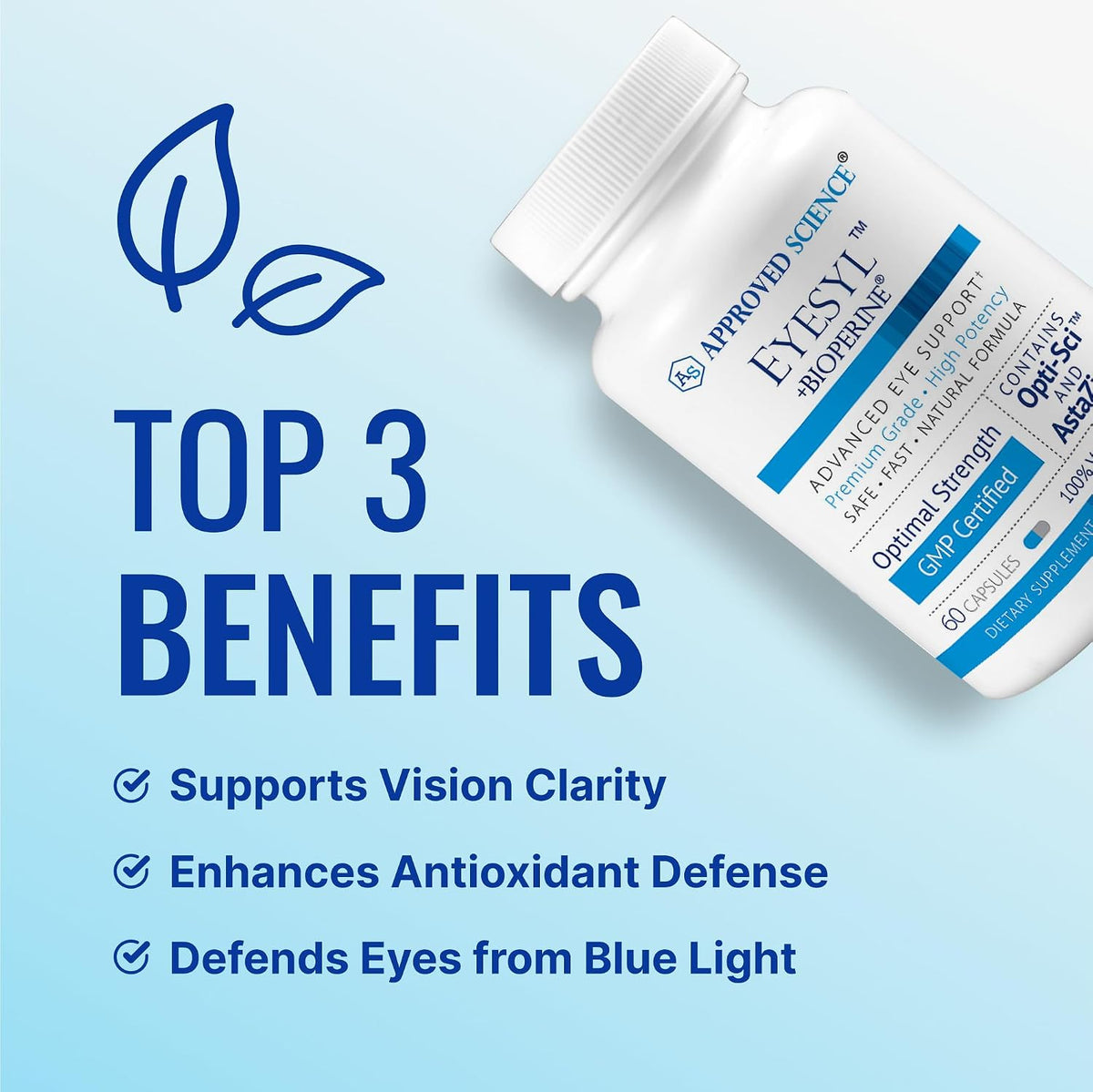 Approved Science EyeSyl – Eye Support Supplement with Chromium Picolinate, Taurine, Lutein, Zeaxanthin, Bilberry, BioPerine – 1 Month Supply – 60 Capsules – Made in the USA - görsel 3