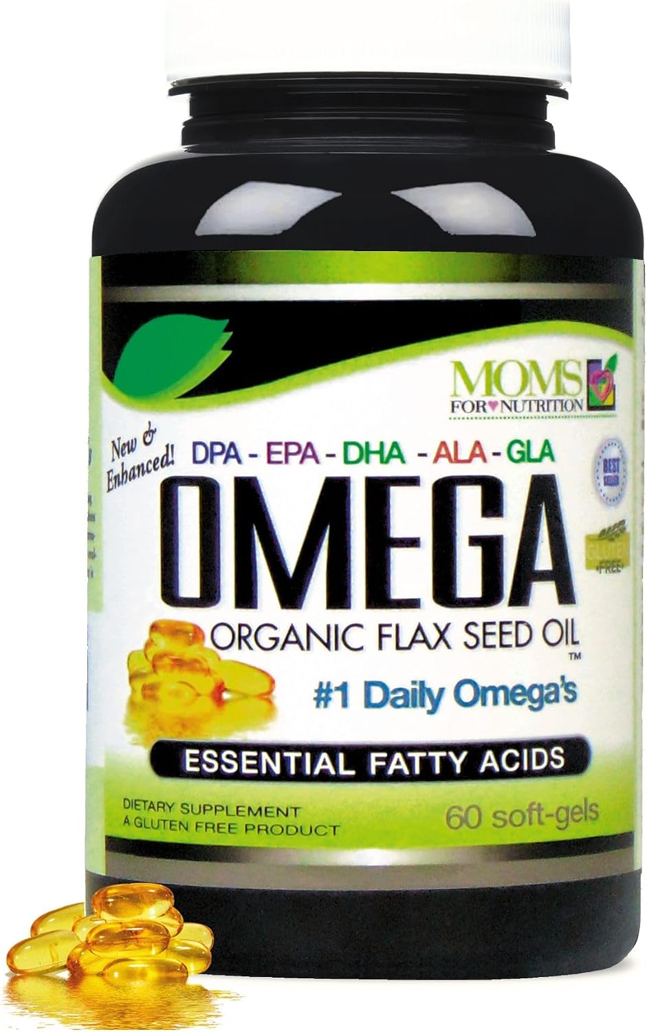Natural Omega-3-6-9 Blend DPA, EPA, DHA, ALA and GLA - Organic Flax Seed Oil plus Wild Caught Natural Fish Oil - Over 2,800mg Strength - Gluten-free - Made in The USA - 60 Soft gel capsules (Pack of 3) - görsel 2