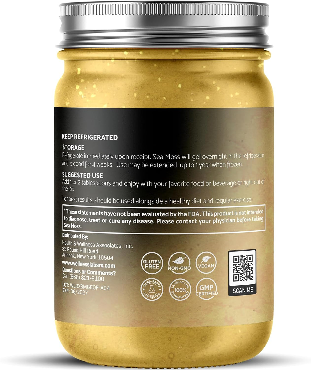 Wellness Labs RX Irish Sea Moss Gel Raw - Wildcrafted Superfood Seamoss Gel - Original Flavour, Vitamin and Mineral-Rich from Pristine Caribbean Waters, Wellness and Digestive Health Support - 10 oz. - görsel 3