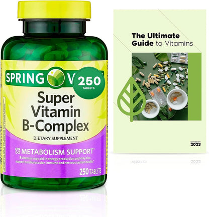 Sprin Val-Ley Super Vitamin B-Complex Tablets, 250 Count (Value Size) + Exclusive Vtmx Vitamin Guide