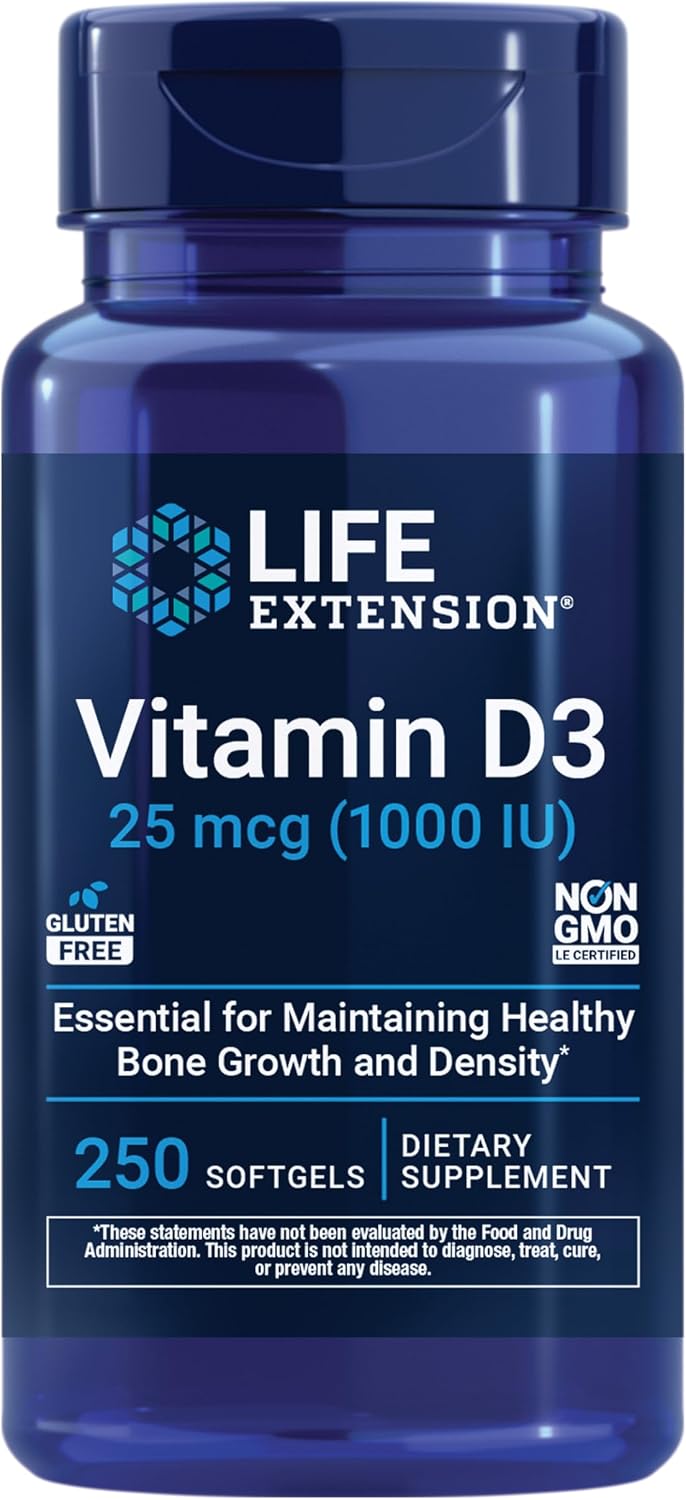 Life Extension Vitamin D3 25 mcg (1000 IU) - 250 Softgels - görsel 1