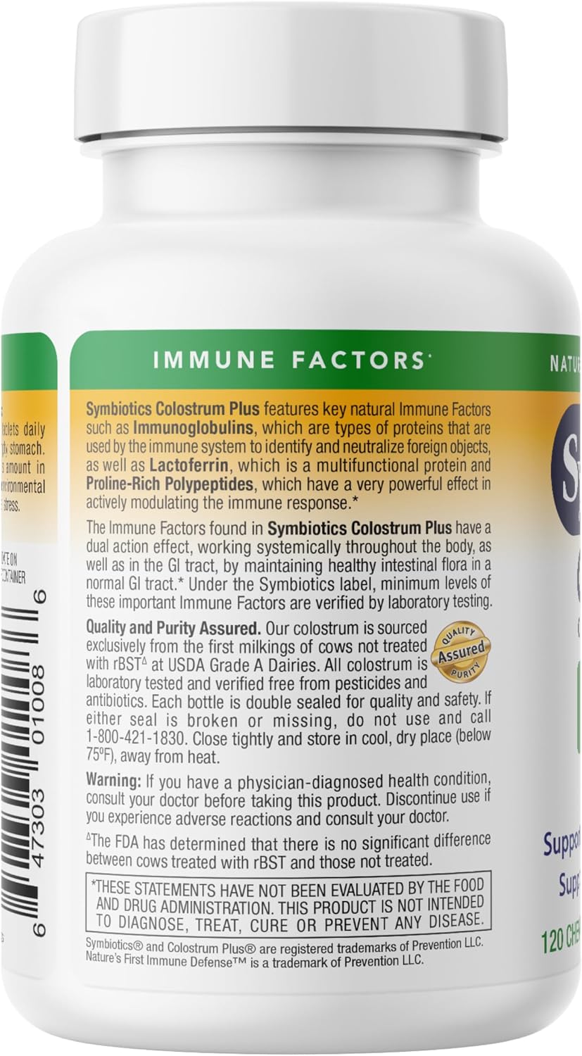 Symbiotics Colostrum Chewable Tablets – Immune and Digestive Support with Lactoferrin, 120 Count (Pineapple) - görsel 7