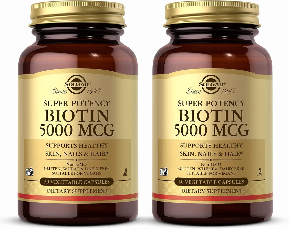 Solgar Biotin 5000 mcg - 100 Vegetable Capsules - Contributes to Normal Skin, Nails & Hair - görsel 1