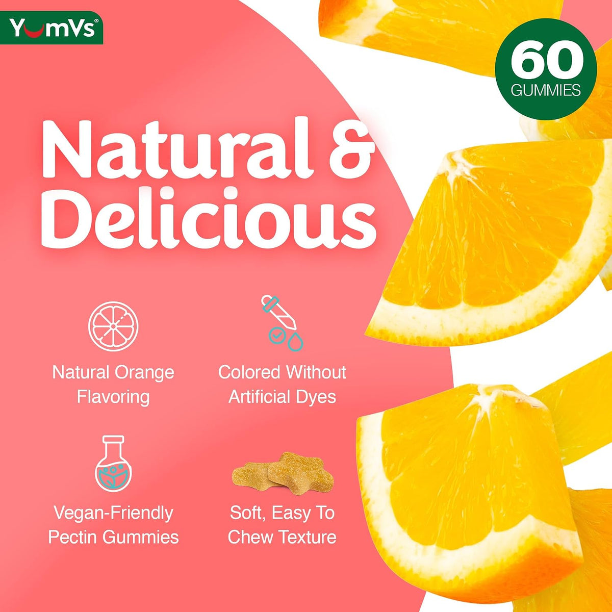 YUM-V'S Glucose Gummies – Rapid-Action Chewable Gummies – Natural Orange Flavour – 60 Count - görsel 6