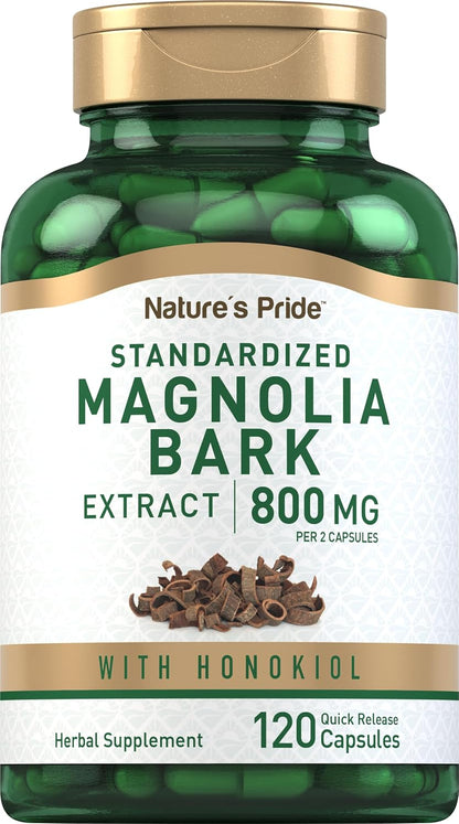 Piping Rock Magnolia Bark Extract 800mg | 120 Capsules | Standardised Herbal Supplement | with Honokiol | Non-GMO, Gluten-free